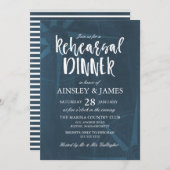 Navy Blue Compass Nautical Rehearsal Dinner Kaart (Voorkant / Achterkant)
