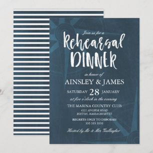 Navy Blue Compass Nautical Rehearsal Dinner Kaart