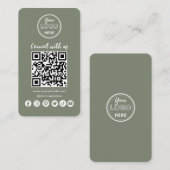 Navy Blue Connect with US Social Media QR Code Visitekaartje (Voorkant / Achterkant)