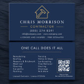 Navy Blue Construction Company QR Code Visitekaartje