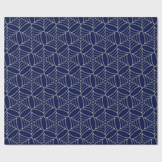 Navy Blue Cool Cobweb Creepy Frightening Halloween Cadeaupapier (Vlak)