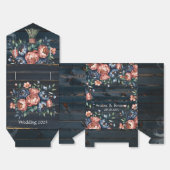 Navy Blue & Copper Peony Wood Wedding Bedankdoosjes (Ongevouwen)