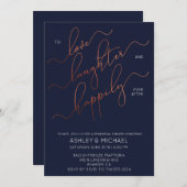 Navy Blue Copper Script Repetitie Diner Uitnodigen Kaart (Voorkant / Achterkant)