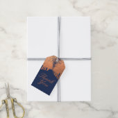 Navy Blue Copper Trees Avenue Bedankt Labels Cadeaulabel (Met Touw)