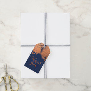 Navy Blue Copper Trees Avenue Bedankt Labels Cadeaulabel