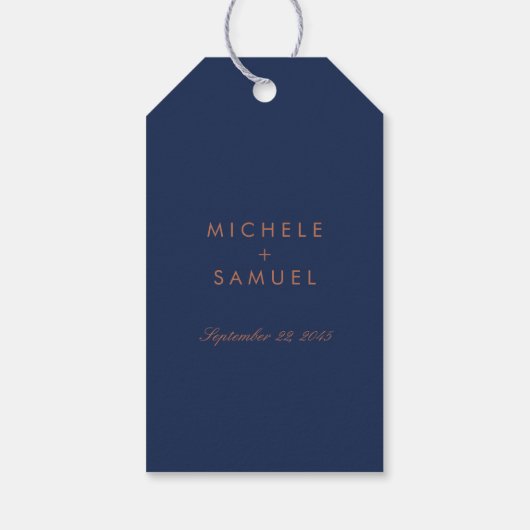 Navy Blue Copper Trees Avenue Bedankt Labels Cadeaulabel (Achterkant)