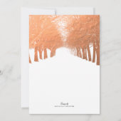 Navy Blue Copper Trees Avenue Wedding Invitation Kaart (Achterkant)