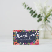Navy Blue Coral Boho Floral Lijst Bedankt Visitekaartje (Staand voorkant)