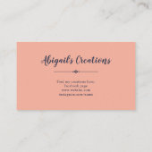 Navy Blue Coral Boho Floral Lijst Bedankt Visitekaartje (Achterkant)