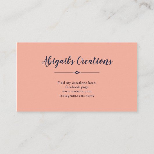 Navy Blue Coral Boho Floral Lijst Bedankt Visitekaartje (Achterkant)