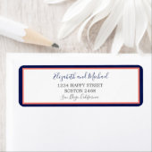 Navy Blue Coral Elegant Modern Chic Wedding Etiket (Insitu)
