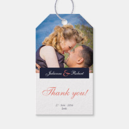 Navy Blue Coral Foto Dank u Favor Cadeau labels Cadeaulabel