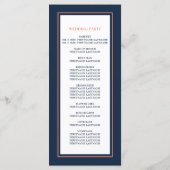 Navy Blue Coral Modern minimalist Weddenschap Programmakaart (Achterkant)