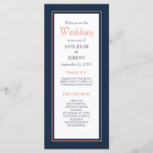 Navy Blue Coral Modern minimalist Weddenschap Programmakaart (Voorkant)