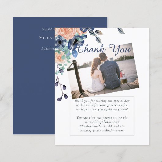 Navy Blue Coral Oranje Weddenschap (Voorkant / Achterkant)