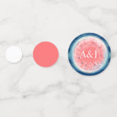 Navy Blue Coral Pink Rustic Wedding Watermelon Confetti (Voorkanten)