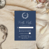 Navy Blue Coral Reef Nautical Wedding RSVP Kaart