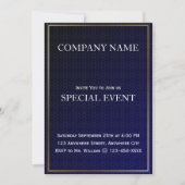 Navy Blue Corporate Business Party Invitation Kaar Kaart (Voorkant)