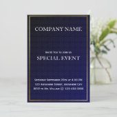 Navy Blue Corporate Business Party Invitation Kaar Kaart (Staand voorkant)