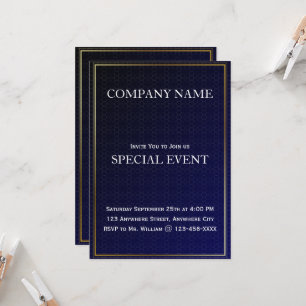 Navy Blue Corporate Business Party Invitation Kaar Kaart