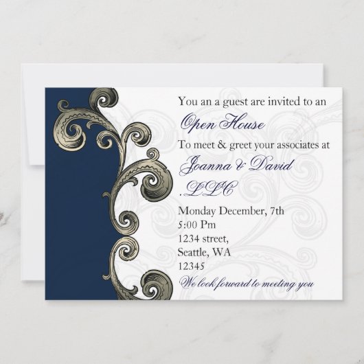 navy blue Corporate party Invitation Kaart (Voorkant)