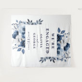 Navy Blue Country Bloemen Engagement Party Achterg Wandkleed (Voorkant (horizontaal))