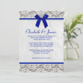 Navy Blue Country Lace Wedding Invitations Kaart (Staand voorkant)