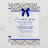 Navy Blue Country Lace Wedding Invitations Kaart (Voorkant / Achterkant)