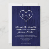 Navy Blue Country Wedding Invitations Kaart (Voorkant)