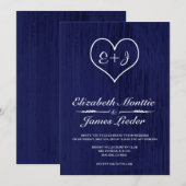 Navy Blue Country Wedding Invitations Kaart (Voorkant / Achterkant)