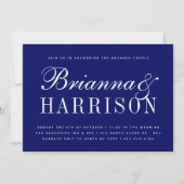 Navy Blue Couples Names Wedding Shower Kaart (Voorkant)