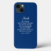 Navy Blue Courage Bijbel Verse - aangepaste naam e Case-Mate iPhone Case (Achterkant)