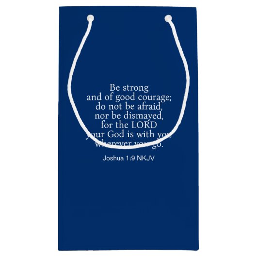 Navy Blue Courage Bijbel Verse - aangepaste naam e Klein Cadeauzakje (Achterkant)