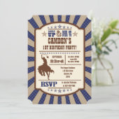 Navy Blue Cowboy Rodeo Birthday Kaart (Staand voorkant)