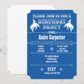Navy Blue Cowboy Rodeo Birthday Kaart (Voorkant / Achterkant)