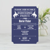 Navy Blue Cowboy Rodeo Birthday Kaart (Staand voorkant)