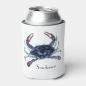 Navy Blue Crab Nautical Coastal Koelbox Blikjeskoeler (Blikje Voorkant)