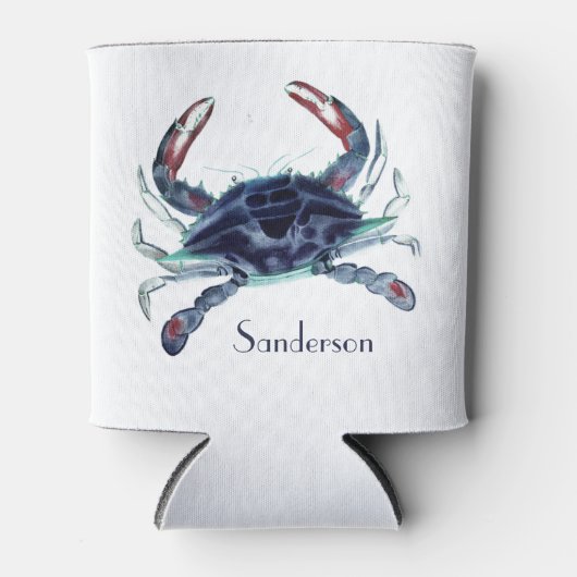 Navy Blue Crab Nautical Coastal Koelbox Blikjeskoeler (Voorkant)