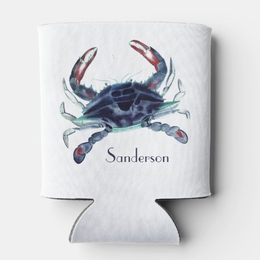 Navy Blue Crab Nautical Coastal Koelbox Blikjeskoeler (Achterkant)