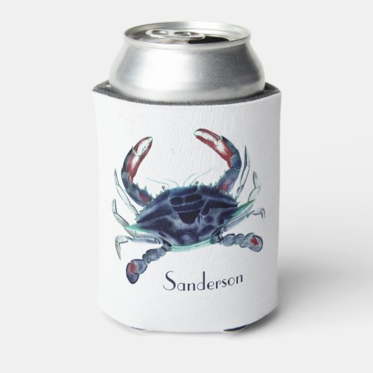 Navy Blue Crab Nautical Coastal Koelbox Blikjeskoeler (Blikje Achterkant)