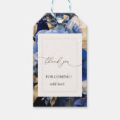 Navy Blue Cream Bloemen Cadeaulabel (Voorkant)