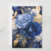 Navy Blue Cream Flowers verlovingsfeest Kaart (Achterkant)