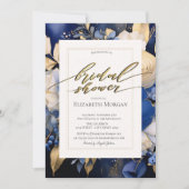 Navy Blue Cream Flowers Vrijgezellenfeest Kaart (Voorkant)