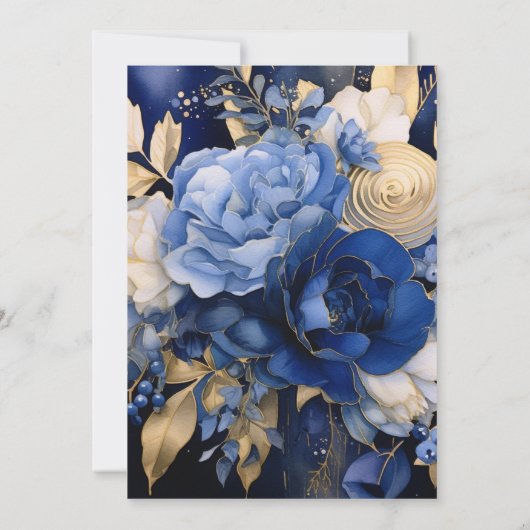 Navy Blue Cream Flowers Vrijgezellenfeest Kaart (Achterkant)