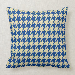 Navy-Blue & Cream Houndstooth Grote Tegels Kussen