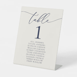 Navy Blue & Cream Minimalist Weddengement Table Nu Reclamebord Met Voetstuk