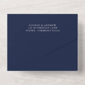 Navy Blue & Cream Minimalist Wedding All In One Uitnodiging (Achterkant)