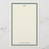 Navy Blue & Cream Monogrammed Stationery Briefpapier (Voorkant)