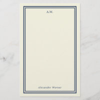 Navy Blue & Cream Monogrammed Stationery