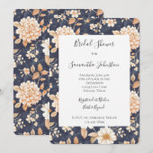 Navy Blue Cream Peach Floral Vrijgezellenfeest Kaart (Voorkant / Achterkant)